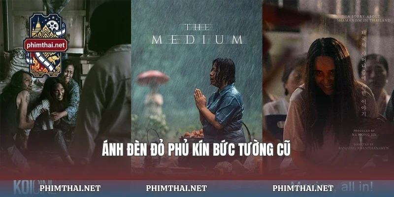 Ánh đèn đỏ phủ kín bức tường cũ