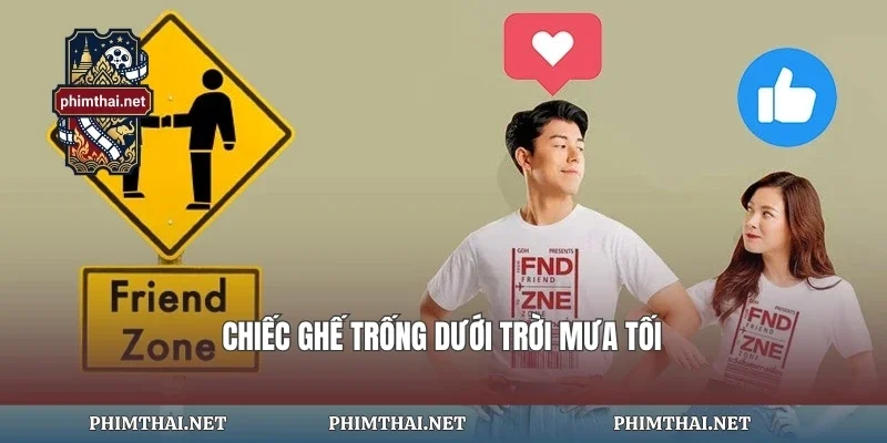 Chiếc ghế trống dưới trời mưa tối