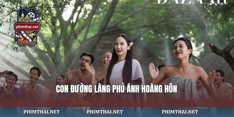 Con đường làng phủ ánh hoàng hôn