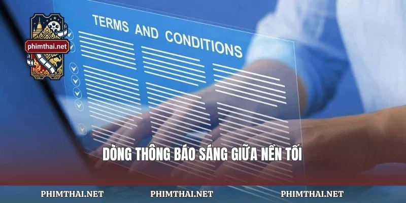 Dòng thông báo sáng giữa nền tối